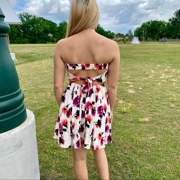 FOREVER 21 Strapless Tie Back Floral Print Dress Small - Picture 4 of 5